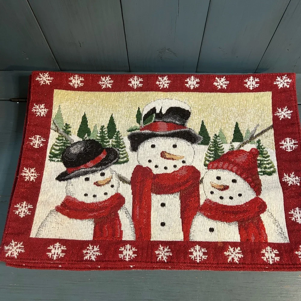 St. Nicholas Square Snowman Placemats - Red, White, Green (Set of 3)